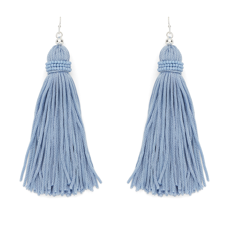 Light blue hot sale fringe earrings