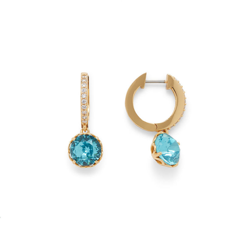 Rocksbox: Aquamarine Drop Pave Huggies by Kate Spade