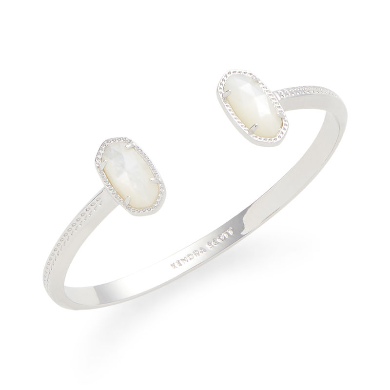 Elton Silver Cuff Bracelet in Ivory Mother Of Pearl