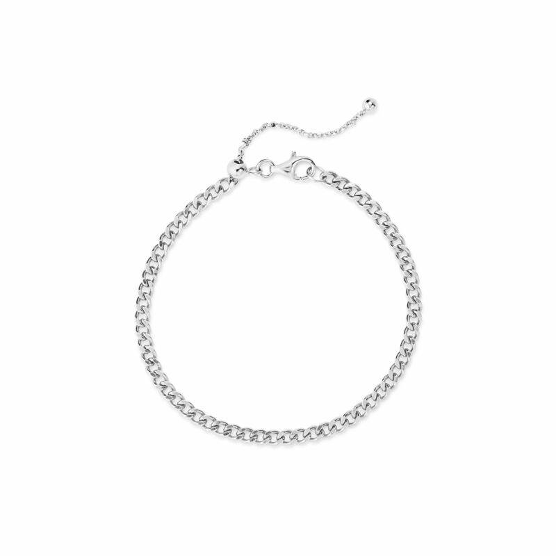 Sterling flattened curb chain bracelet