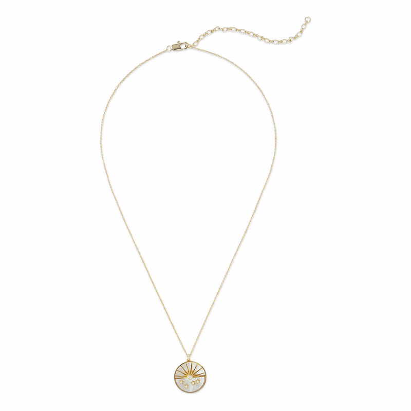 Women's Gold Iridescent Sun Pendant Layered Necklace