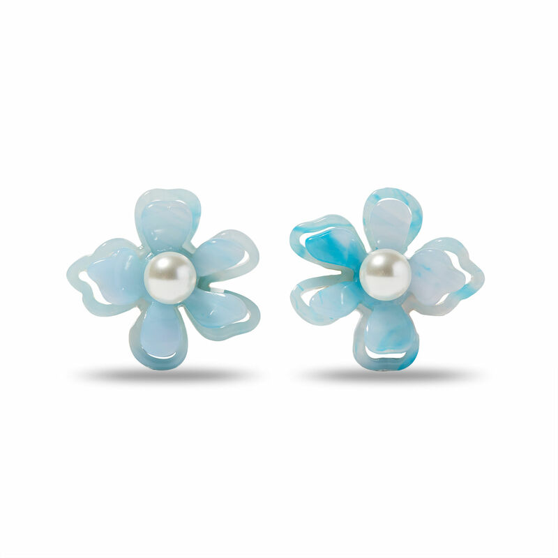 Sky Blue Earrings Light Blue Earrings Flower Long Earrings 