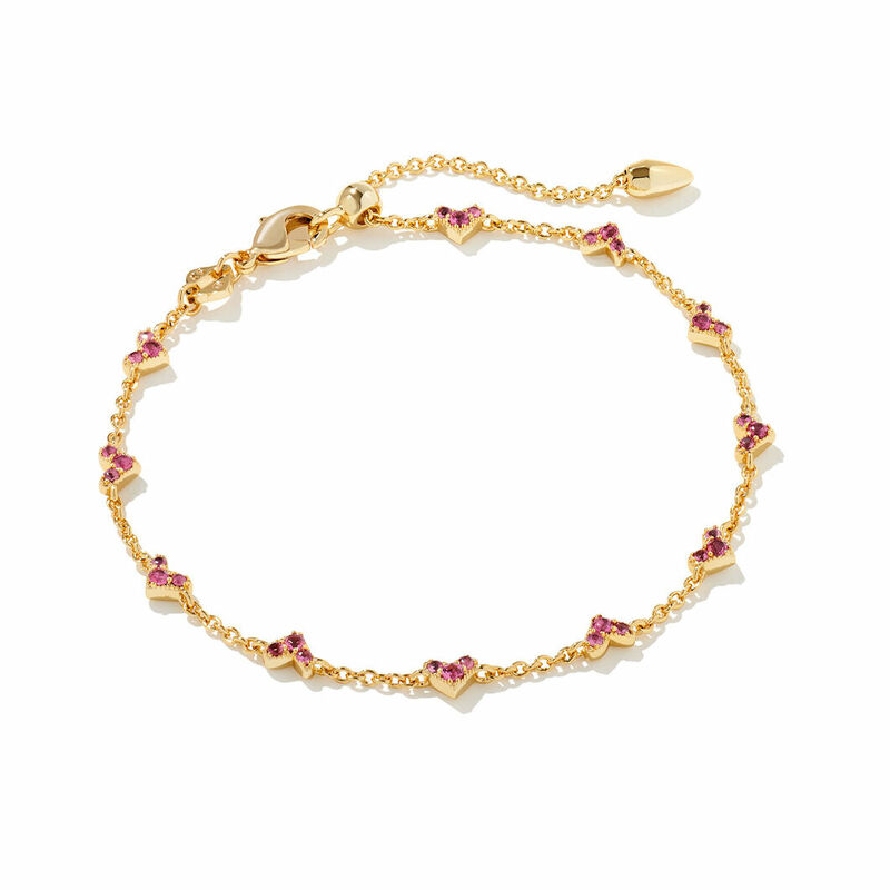 Pink Star Crystal Bracelet with Extension Chain