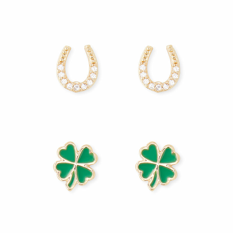 Stainless steel gold plated Clover earrings Available in Green