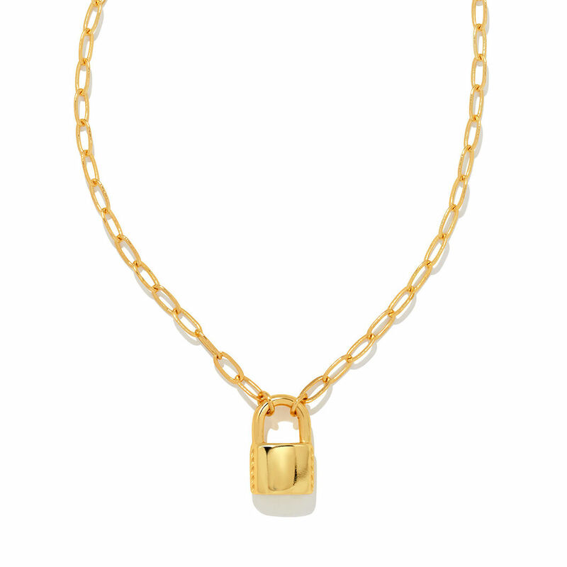 Gold chain hot sale lock necklace