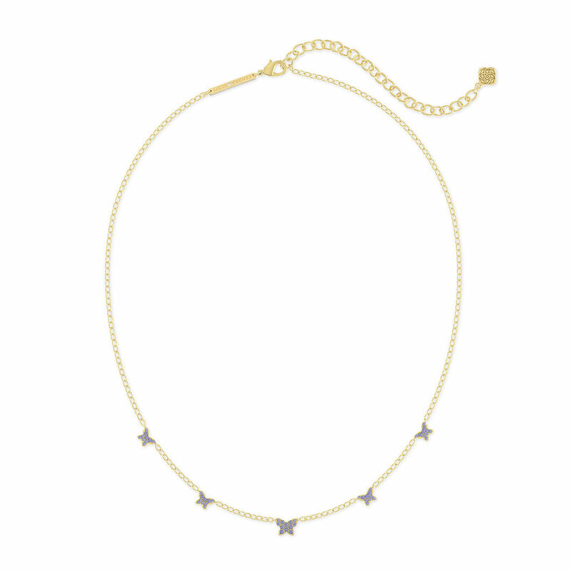 Lillia Crystal Butterfly Gold Strand Necklace in White Crystal