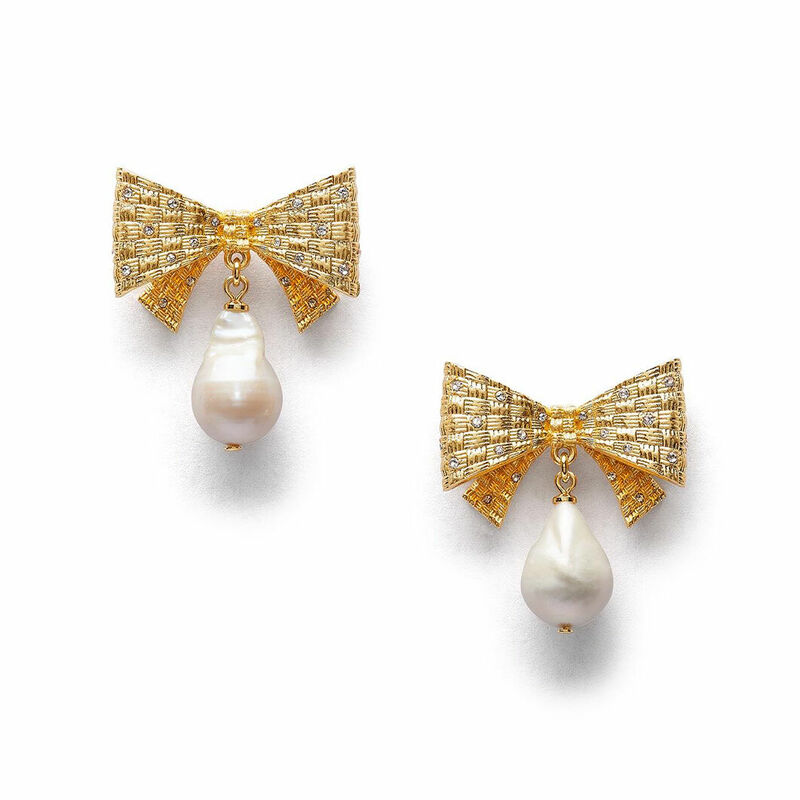 Set Of 3 Rhinestone Pearl Bow Earrings