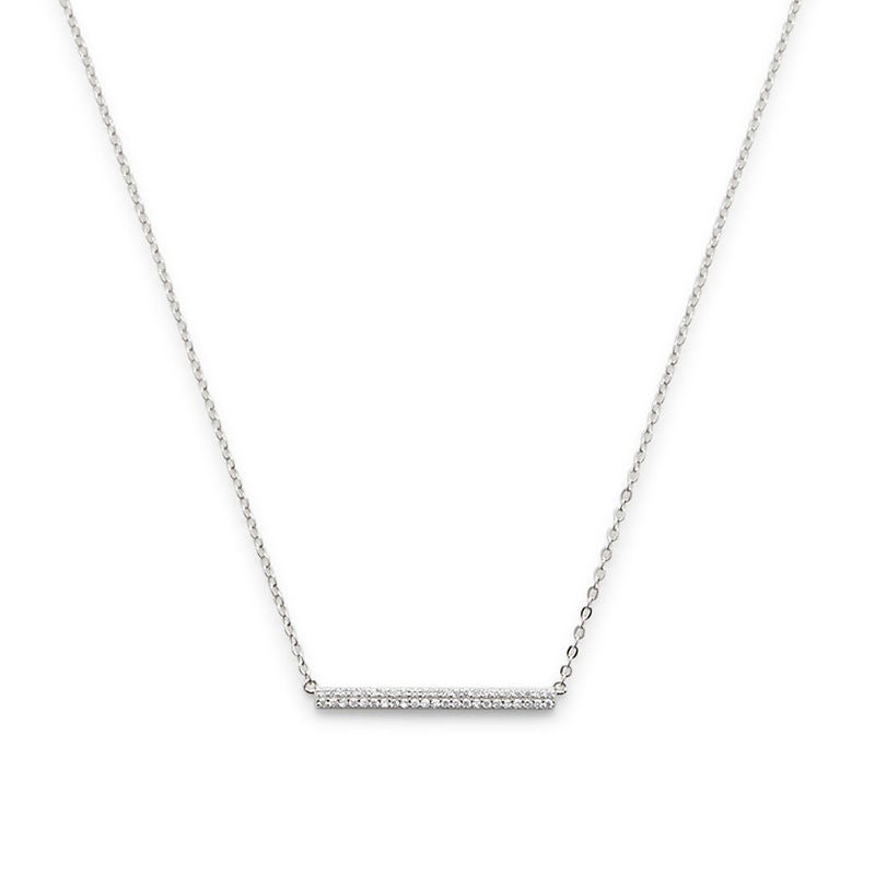 Sterling Silver Double Pave Bar Pendant 