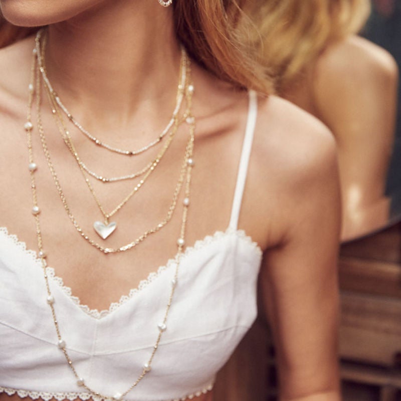 Lindsay Silver Multi Strand Necklace in White Pearl | Kendra Scott