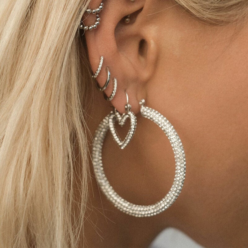 Buy 0.15 Carat (ctw) Sterling Silver Round Diamond Ladies Micro Pave Hoop  Earrings Online at Dazzling Rock