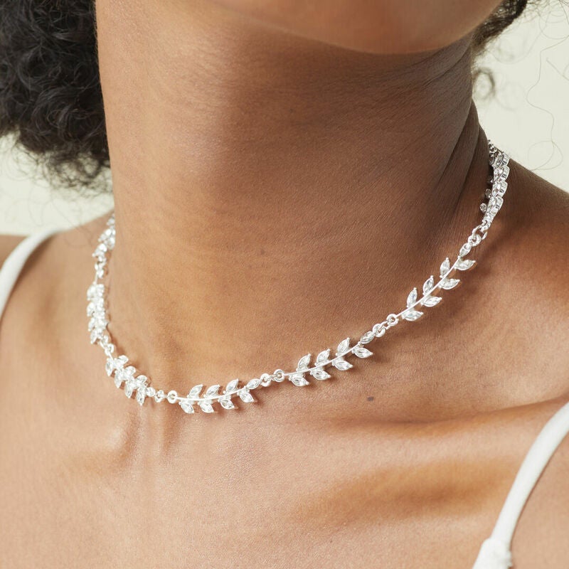 Silver Leaf Choker Necklace