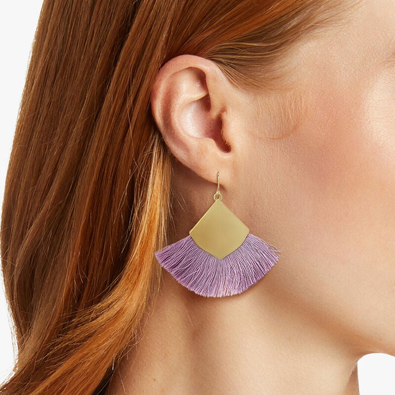 Purple and gold hot sale tassel earrings