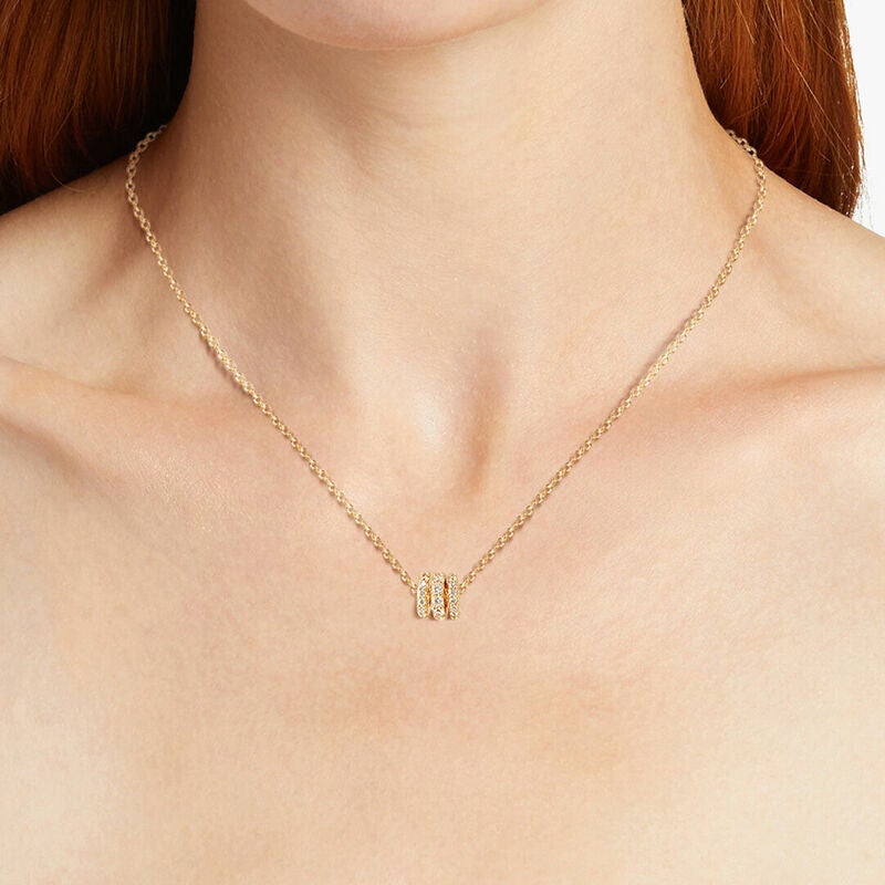 Oralia Chic Trio: Double Circle Ring Pendant Necklace, Golden Infinity  Minimal Card Necklace, and Double Layer