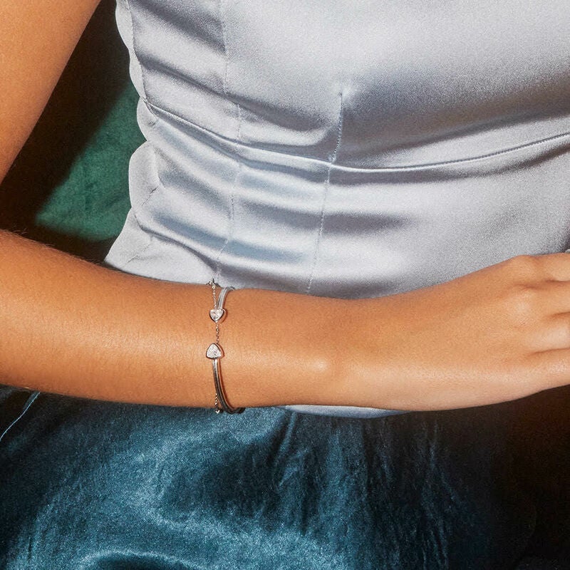 Ari Heart Sterling Silver Cuff Bracelet in White Diamond | Kendra Scott