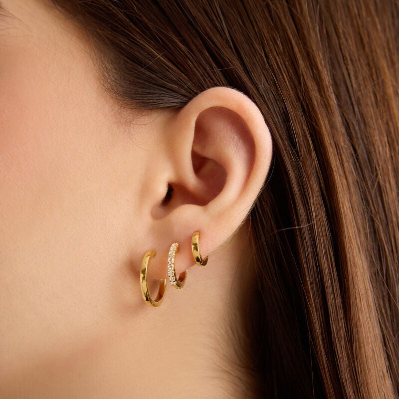 Lola Chunky Hoop & Pink Opal Drop Gold Plated Huggie Earrings | Oliver Bonas