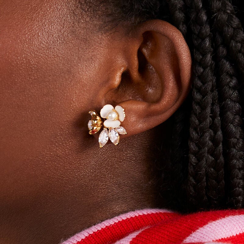 kate spade | Jewelry | Nwot Kate Spade Crystal Flower Pearl Back Earrings |  Poshmark