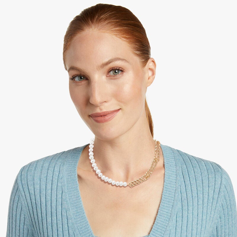Gold Pearl Chunky Link Chain Necklace – Dandelion Jewelry