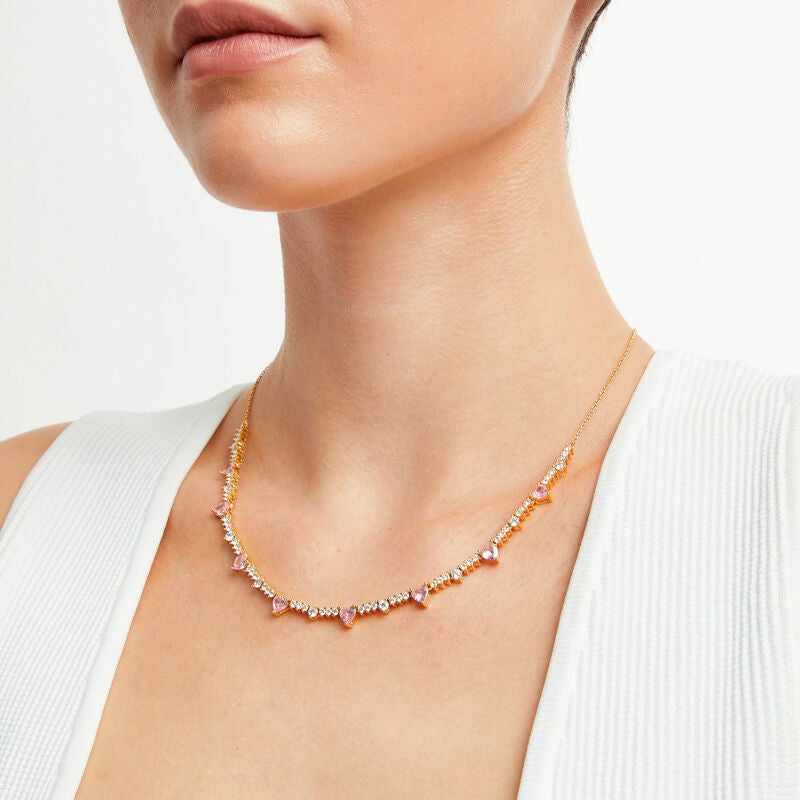 Half Diamond Half Gemstones Adjustable Tennis Necklace – 770 Fine Jewelry